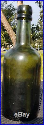 Antique Early Glass 1880 Olive Green Rare Red Ruth Brewery Stout Beer Old Bottle