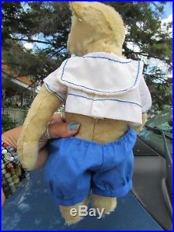 Antique Early Mohair 12 Steiff Teddy Bear Sailor Sam Vintage Rare Longarms Hump