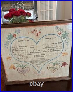 Antique Early Pennsylvania German Fraktur Rare 1802