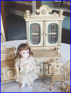 Antique Early Rare 6 Piece German Doll Size Wooden Kitchen Set With Provenance