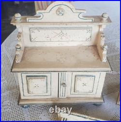 Antique Early Rare 6 Piece German Doll Size Wooden Kitchen Set With Provenance