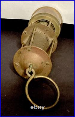 Antique Early Rare Brass Acenylene Miners Safety Lantern Nautical