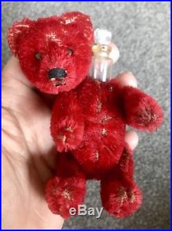 Antique Early Rare Schuco Jointed Miniature Mohair Teddy Bear Perfume Bottle Nr