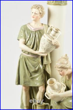 Antique Early Royal Dux Figural Candlestic with Antique Staple Repair RARE