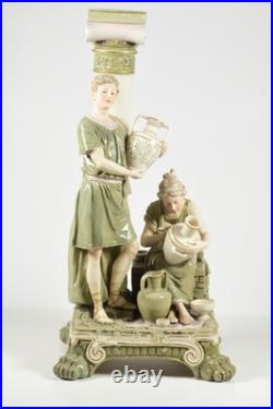 Antique Early Royal Dux Figural Candlestic with Antique Staple Repair RARE