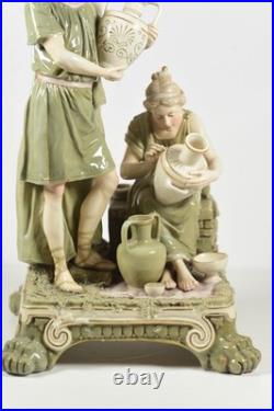 Antique Early Royal Dux Figural Candlestic with Antique Staple Repair RARE