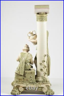 Antique Early Royal Dux Figural Candlestic with Antique Staple Repair RARE