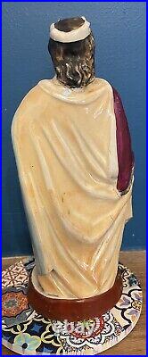 Antique Early Staffordshire Figure Medieval King Arthur Rare Vintage Ceramic Antique Early Staffordshire Figure Medieval King Arthur Rare Vintage Ceramic