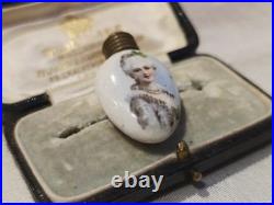 Antique Early Victiorian Perfume Bottle Hand Painted Perfect 19C Rare Porcelain