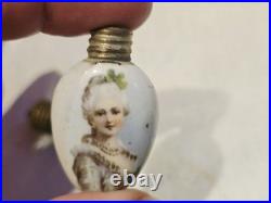 Antique Early Victiorian Perfume Bottle Hand Painted Perfect 19C Rare Porcelain