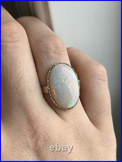 Antique Early Victorian Australian Opal Ring Rare And Incredible