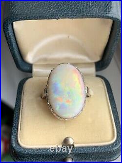 Antique Early Victorian Australian Opal Ring Rare And Incredible