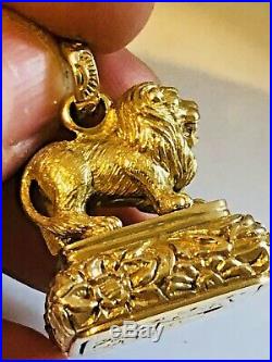 Antique Early Victorian Gold Cased Fob Seal /pendant Lion Rare Collectable 1850