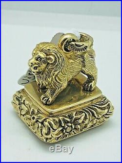 Antique Early Victorian Gold Cased Fob Seal /pendant Lion Rare Collectable 1850