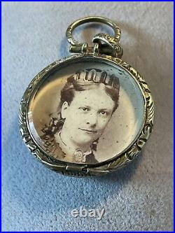 Antique Early Victorian Rolled Gold Mourning Locket /pendant 1850 Rare Memento