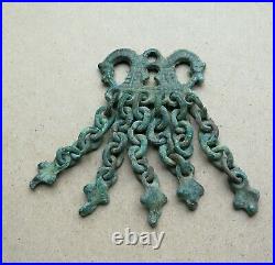 Antique Early Viking-age Zoomorphic Horse Heads Duck Feet Bronze Amulet Rare