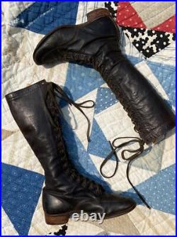 Antique Edwardian Boots Spotswear Hiking Leather 1920s Rare Lace Up Early 1900s