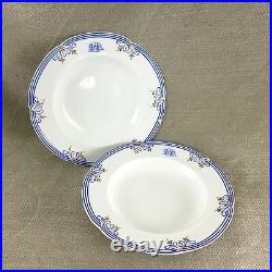 Antique English Porcelain Soup Bowls Blue & White Rare Early Coalport 1820
