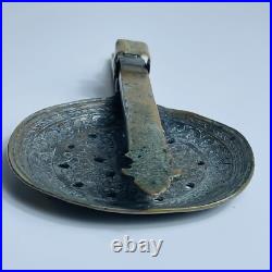 Antique Folding Strainer Spoon Heavy Wrought Cooper Early Safavid Dynasty Rare