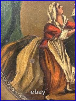 Antique French Oil on Copper Miniature Figural Scene Early 1800s Framed Rare Art