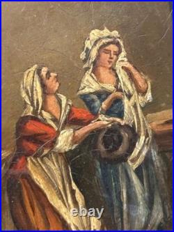 Antique French Oil on Copper Miniature Figural Scene Early 1800s Framed Rare Art Antique French Oil on Copper Miniature Figural Scene Early 1800s Framed Rare Art