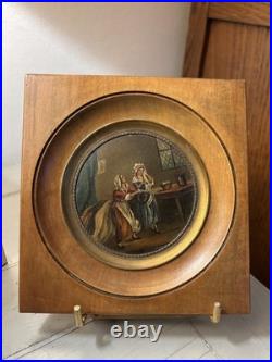 Antique French Oil on Copper Miniature Figural Scene Early 1800s Framed Rare Art