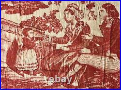 Antique French Wedding Toile 18101820 Red and White Toile Early 19th C Rare