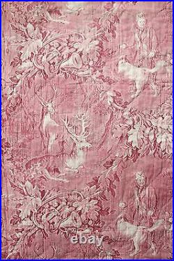 Antique French early 19th c old toile RARE Stag Deer toile de Alsace c1820