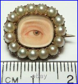 Antique GEORGIAN Rare LOVERS EYE Pearl Miniature Brooch Circa 1700/early 1800's
