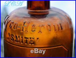 Antique GLYKEROIN HEROIN embossed QUACK MEDICINE bottle. Large, early RARE