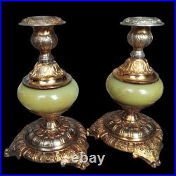 Antique Galalith Candle Holders Art Deco 1920s Rare Early Pre-Bakelite Pair