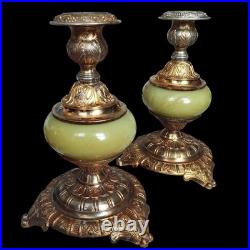 Antique Galalith Candle Holders Art Deco 1920s Rare Early Pre-Bakelite Pair