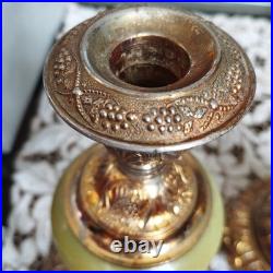 Antique Galalith Candle Holders Art Deco 1920s Rare Early Pre-Bakelite Pair