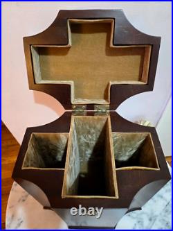 Antique Georgian Late 1950s Early 1900s Wooden Box Serpentine Mahogany RARE