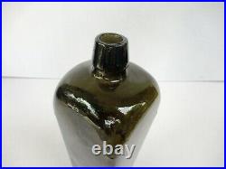 Antique Gin Glass Bottle Olive Green Color Early Hand Blown Collectibles RareF7
