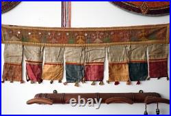 Antique Indian Toran Embroidered Banner Silk Cotton Rare Unique Early 20rh C