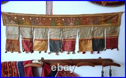 Antique Indian Toran Embroidered Banner Silk Cotton Rare Unique Early 20rh C