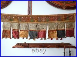 Antique Indian Toran Embroidered Banner Silk Cotton Rare Unique Early 20rh C