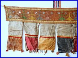 Antique Indian Toran Embroidered Banner Silk Cotton Rare Unique Early 20rh C