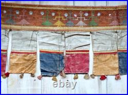Antique Indian Toran Embroidered Banner Silk Cotton Rare Unique Early 20rh C
