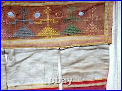 Antique Indian Toran Embroidered Banner Silk Cotton Rare Unique Early 20rh C