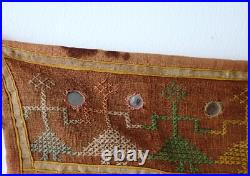 Antique Indian Toran Embroidered Banner Silk Cotton Rare Unique Early 20rh C