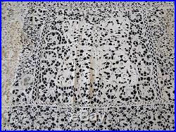 Antique Lace-rare Early Milanese 218 Handmade Lace Banquet Tablecloth