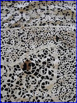 Antique Lace-rare Early Milanese 218 Handmade Lace Banquet Tablecloth