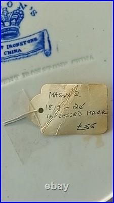 Antique Mason's Blue Pheasants Ironstone Plate 9¾ c1815-25 RARE Early Mark