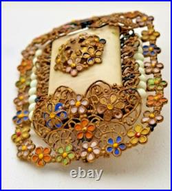 Antique NEIGER Brooch, SUPER RARE GALALITH, Czech Early 1900's 5 cm x 3.7cm
