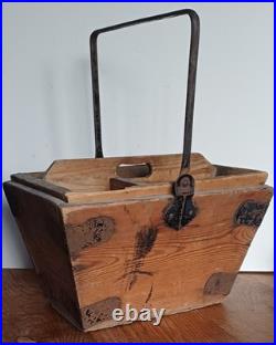 Antique New improved House Maids Box / bucket / tidy rare servants aid + tray