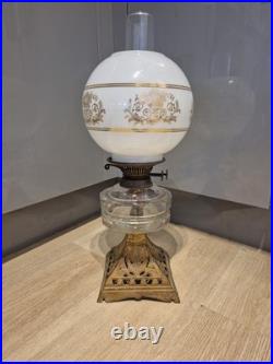 Antique Oil Lamp with Rare Duplex Double Burner Late 19th / Early 20th Century