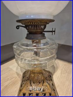 Antique Oil Lamp with Rare Duplex Double Burner Late 19th / Early 20th Century