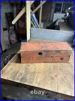 Antique Old Early Rare Primitive One Horse A272 Red Painted Wood Farm Tool Box
